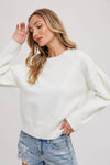 PUFF-SLEEVE KNIT SWEATER PULLOVER