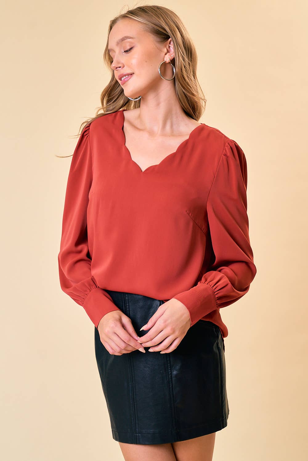 Scallop Neck Blouse - 41870T