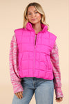 NJ90282-Solid Puffer Padded Warm Vest