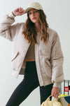 RUCHED ZIP UP BOMBER JACKET