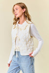 Ruffled Over-Sized Collar Quilted Vest