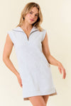 Zip-Front Cap Sleeve Mini Dress W/ Front Pockets - 27781D