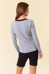 Lace Layered V-Neck Cut-out Long Sleeve Tee - 44672T-1