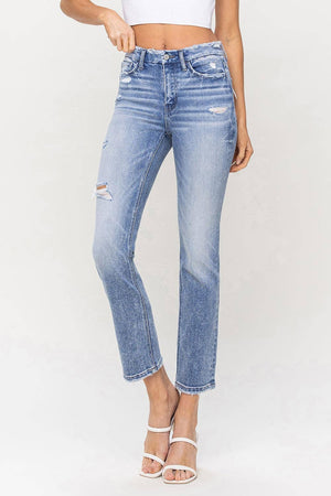 HIGH RISE CROP SLIM STRAIGHT JEANS