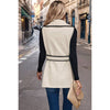 Color Block Button Pockets Belt Fit Vest