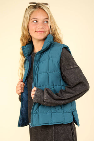 NJ90282-Solid Puffer Padded Warm Vest