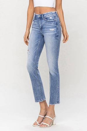 HIGH RISE CROP SLIM STRAIGHT JEANS