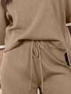 Contrast Trim Ribbed Knit Shorts Lounge Set