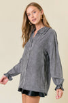 Oversized Button-Down Denim Blouse - 44661T-1