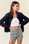 Over-Sized Collar Quilted Button-Down Jacket - 10601J