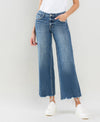 MID RISE RAW HEM WIDE LEG JEANS