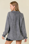 Oversized Button-Down Denim Blouse - 44661T-1