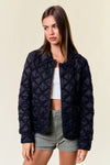 Over-Sized Collar Quilted Button-Down Jacket - 10601J