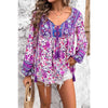 All Over Floral Print Cross Deep V Boho Top