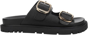 Gen Double Buckle Flat Slide Sandals