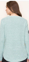 Dark mint crewneck with ribbed details long sleeve sweater