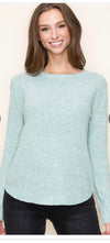 Dark mint crewneck with ribbed details long sleeve sweater