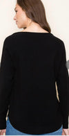 Black boat neck lightweight sweater