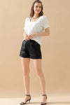 White Lace Lound Neck Princess Sleeves Top