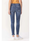 Mid Rise Ankle Skinny Jeans with Frayed Hem Detail