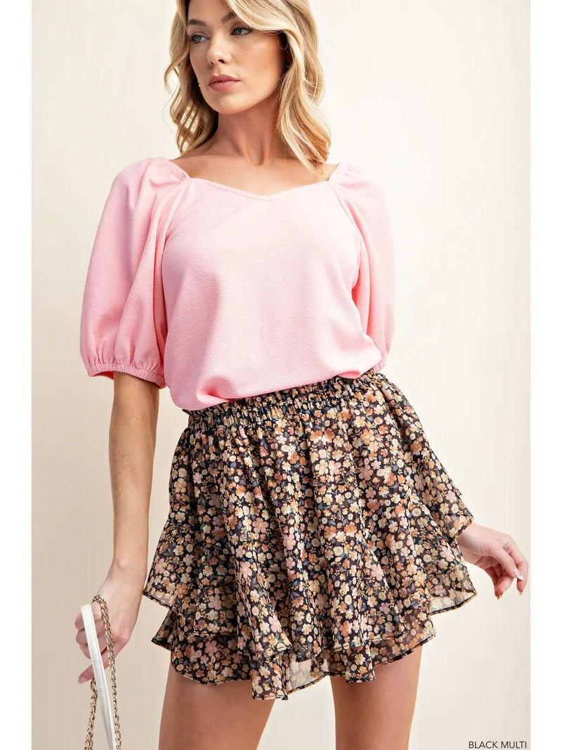 Barbie printed chiffon skirt with elastic waist and ruffle