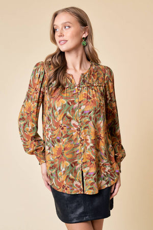 LONG SLEEVE BLOUSE WITH SMOCKED DETAIL - 40295T-5