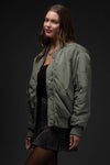 RUCHED ZIP UP BOMBER JACKET