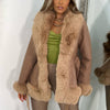 Faux fur lined x-line coat