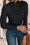 LDC Floral Lace High Neck Long Sleeve Top