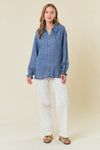 Oversized Button-Down Denim Blouse - 44661T-1