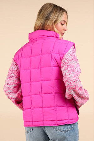 NJ90282-Solid Puffer Padded Warm Vest