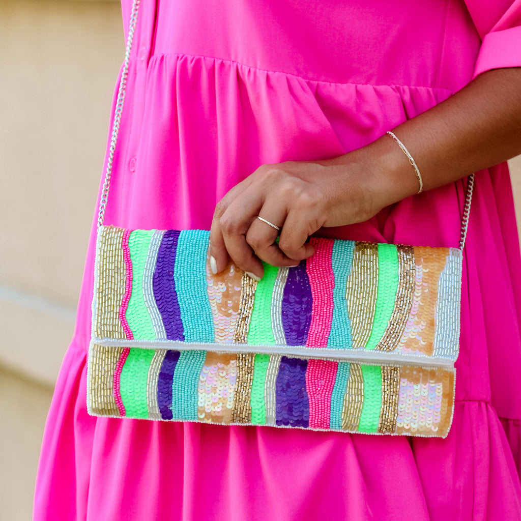 Multi-Color Seed Bead Purse, Beaded Purse