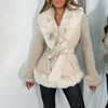 Faux fur lined x-line coat