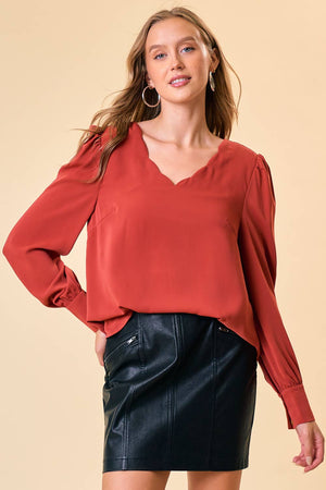 Scallop Neck Blouse - 41870T