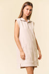 Zip-Front Cap Sleeve Mini Dress W/ Front Pockets - 27781D