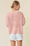 V-Neck Long Sleeve Fishnet Sweater Knit Top - 44344T