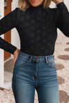 LDC Floral Lace High Neck Long Sleeve Top