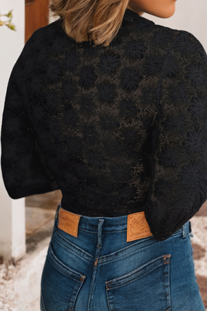 LDC Floral Lace High Neck Long Sleeve Top