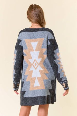 AZTEC SWEATER CARDIGAN - 10245J