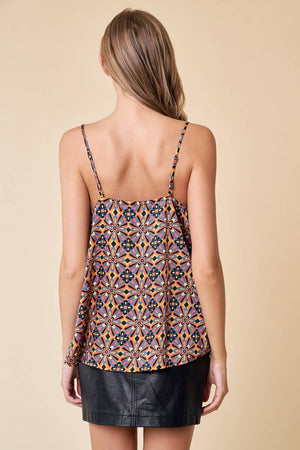 ABSTRACT PATTERN COWLNECK CAMI - 42111T