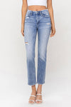 HIGH RISE CROP SLIM STRAIGHT JEANS