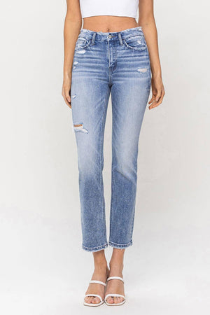 HIGH RISE CROP SLIM STRAIGHT JEANS