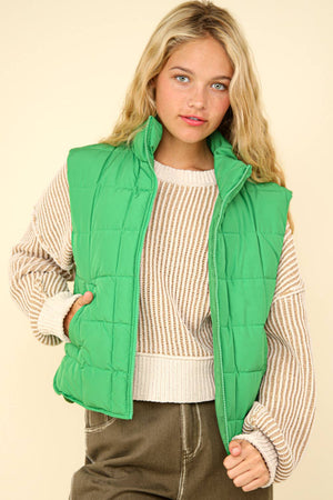 NJ90282-Solid Puffer Padded Warm Vest