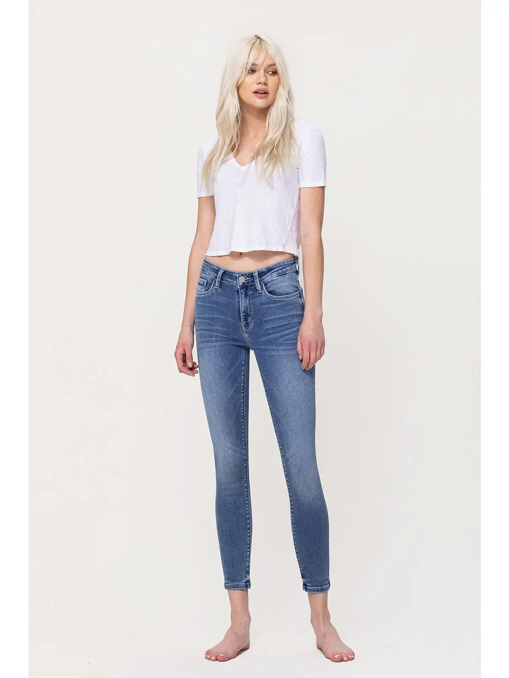 Super soft mid rise, crop skinny jeans