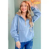 Denim hoodie with pockets and leopard lining