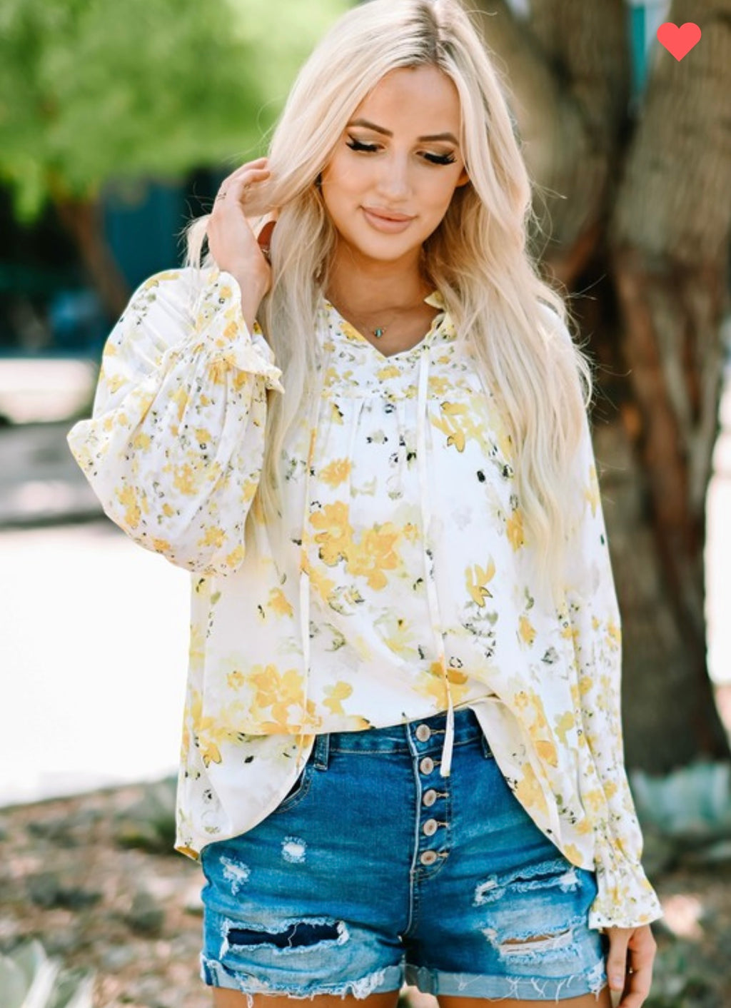 Yellow floral blouse