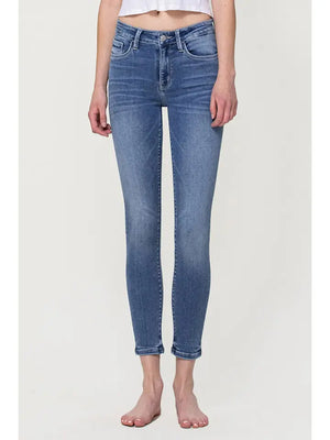 Super soft mid rise, crop skinny jeans