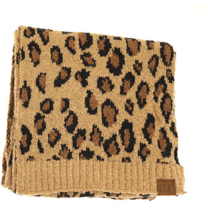 C.C. Beanie Leopard Boucle Knit Scarf