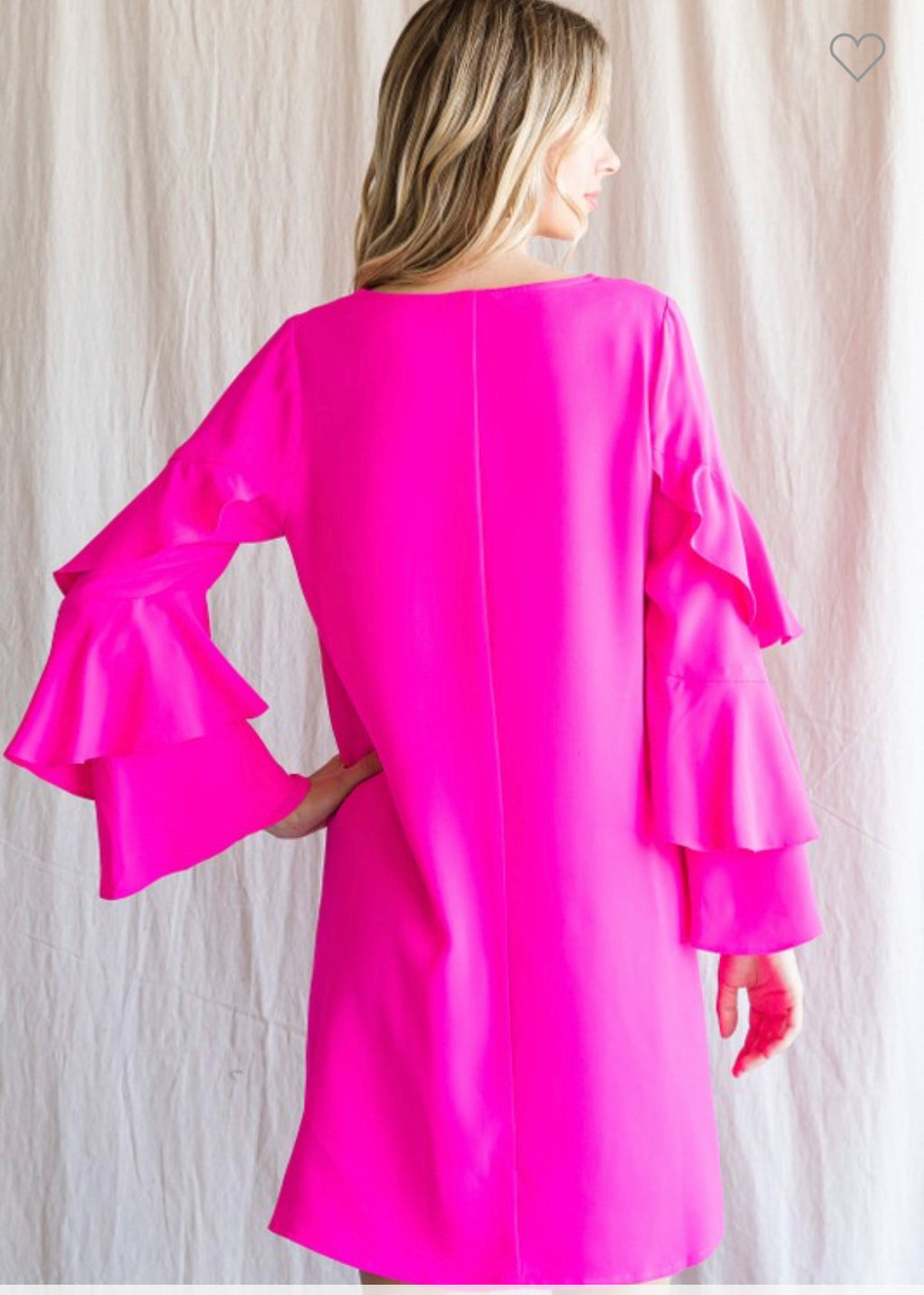 Hot pink dress with ruffle sleeves